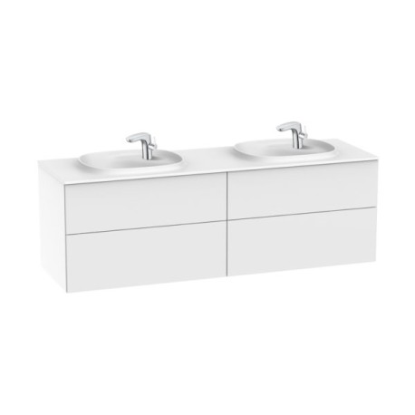 Beyond Unik mueble base 160 cm con cuatro cajones y lavabo doble de SURFEX® Blanco brillo